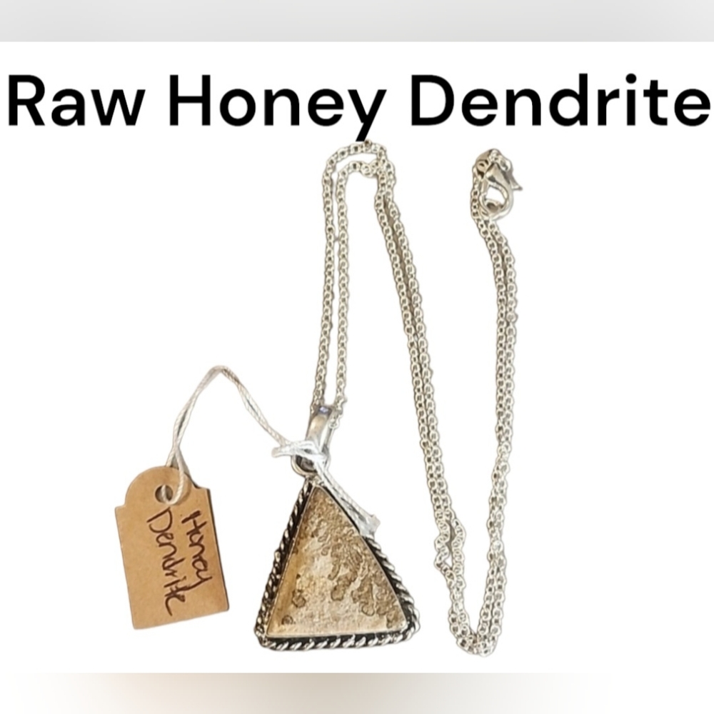 Raw Honey Dendrite Silver Overlay Necklace